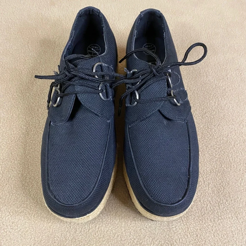 TUK Footwear Black Canvas Platform Shoe Sneaker Lace‎ Up Women's Casual US 7 EUC